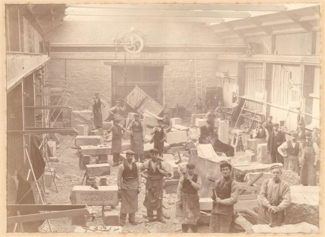 Masons at Erran Granite Qorks, 1880s