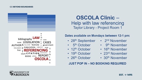 Image shows the available dates and times for OSCOLA Clinic at Taylor Library