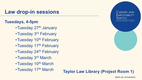 Image showing the dates for the law drop-in sessions