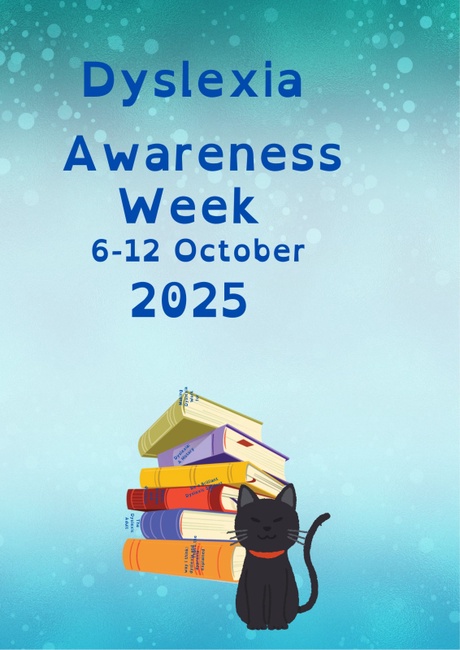 Brightly coloured pile of books..and a black cat