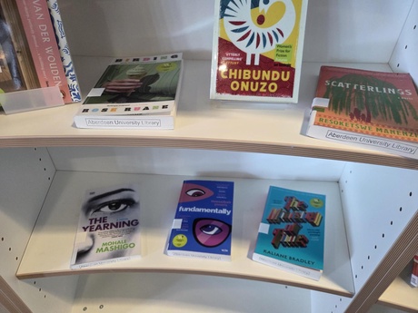 Brightly coloured book display