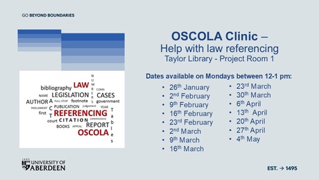 Image shows the dates and times available for OSCOLA Clinic