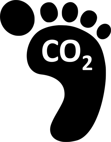 A human footprint with CO2 written on it
