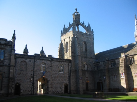 King's College, under a blue sky, taken within the quadrangle