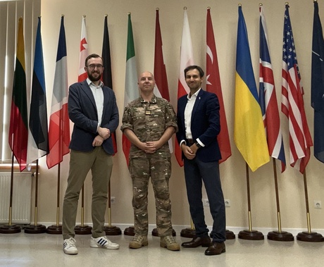 Ben Cook, Colonel Precheur, Chief of Staff of the ENSEC COE and Dr Alfonso Martinez-Felipe