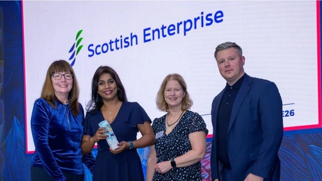 Brigid Bio co-founders Dr Soumya Palliyil and Professor Carol Munro receiving their award