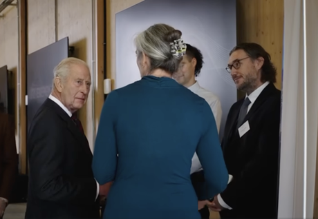 King Charles speaking with University of Aberdeen academics