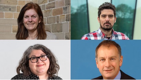 The new interdisciplinary Centre Directors (from top, left to right: Jennie Macdiarmid, Georgios Leontidis, Eleonora (Ele) Belfiore, and John Underhill.
