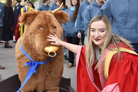 Iona Fyfe with Angus the bull