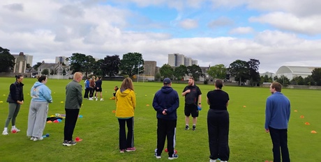 PE teacher training image: PGDE (Primary) school student teachers from the University of Aberdeen receive practical PE training from Sport Aberdeen&rsquo;s Active Schools Aberdeen team