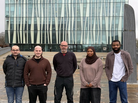 From left: Aldo Moreno, Luis Carvalho, Dr Andrew Starkey, Aisha Olomowewe and Abu Abu