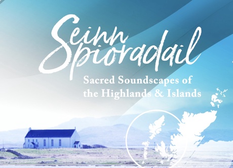 Poster with the words Seinn Spioradail and a picture of a Highland church