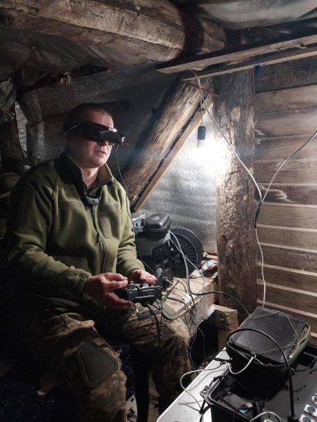 soldier wearing drone headset