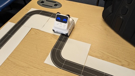 A robot on a track road