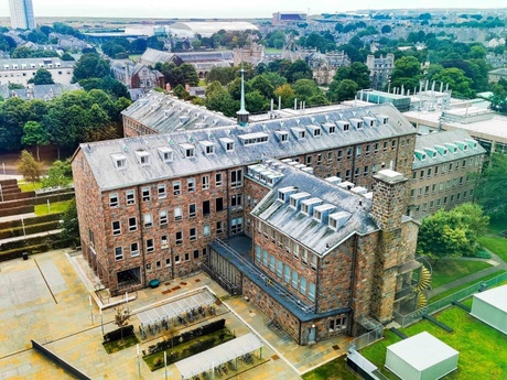 The Meston building viewed from above