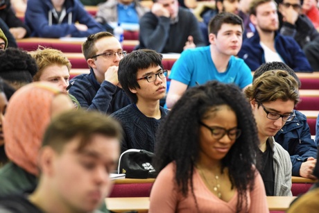 Students attending a lecture at the University