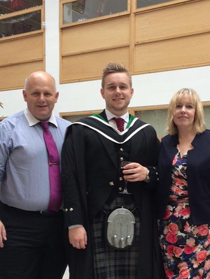 Thomas pictured at his first degree. He will now graduate again, this time in medicine