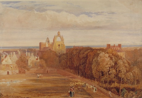 Watercolour painting of King's College and rural Old Aberdeen in early-mid 1800s by Francis Oliver Finch