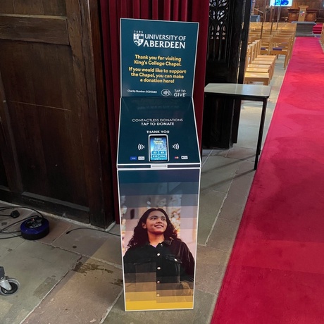 A donation point machine in the King's College Chapel