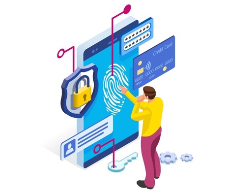 A person touching a fingerprint