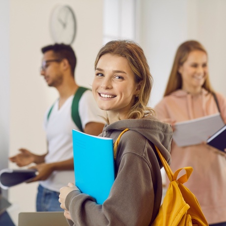 Happy student looking confident