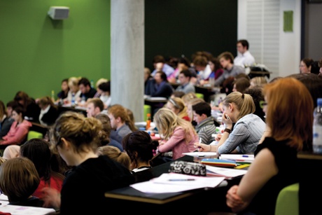 Students attending a medicine lecture