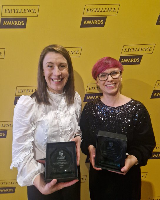 Katie Gillies and Magda Rzewuska receive their Excellence Awards