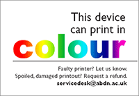 Print sticker: This Device can print in Colur