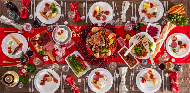 Photograph of a Christmas dinner