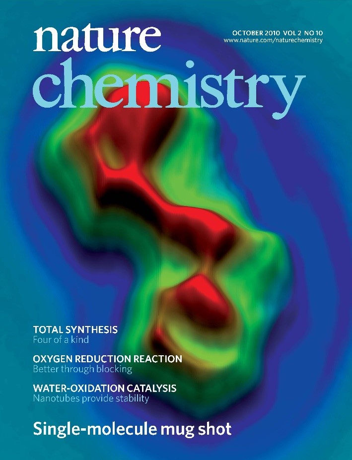 Cover image of Nature Chemistry showing AFM image of molecule