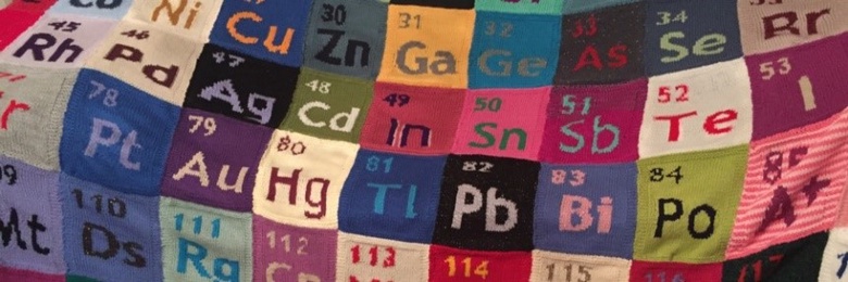 The completed periodic table knitted by the public