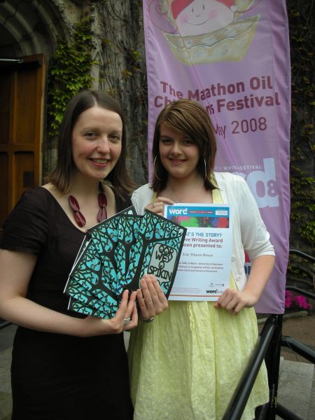Annette Murray is pictured with Evie Watson-Brown, one of 10 short story winners