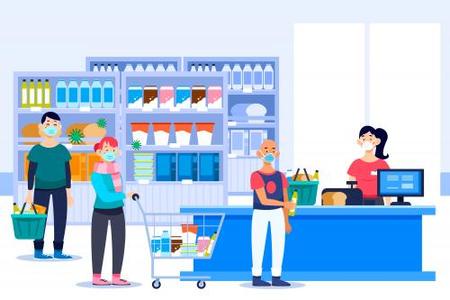 Graphic of customers in supermarket