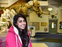 Student in the Zoology building
