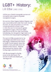 LGBT+ History poster about Lili Elbe