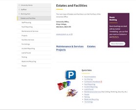Estates and Facilities website old version