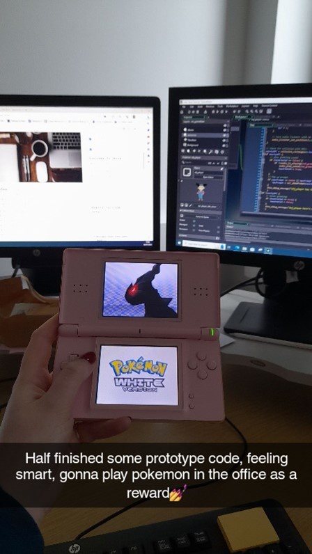 A computer screen and Pokemon Nintendo game