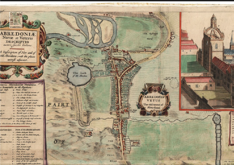 Gordon's 1647 map of Old Aberdeen