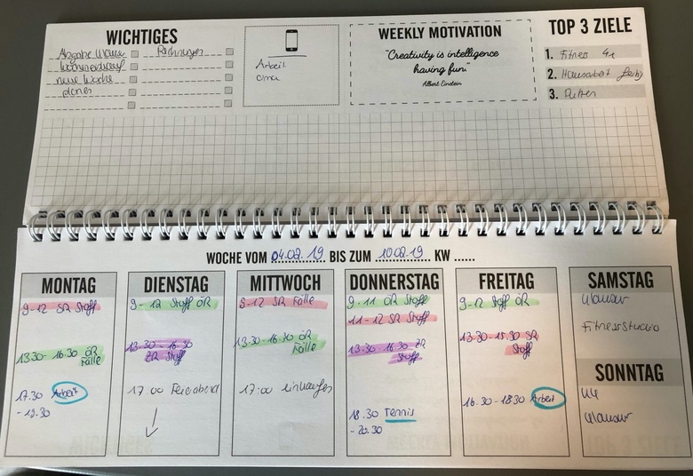 Image of a calendar with to do list and goals written down