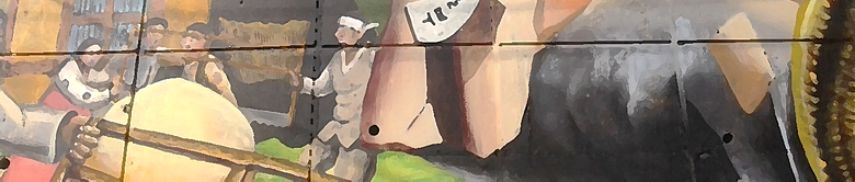 A banner across the top of the blogpost that shows an abstract painting of people on tiles. The people are blurry in the image.