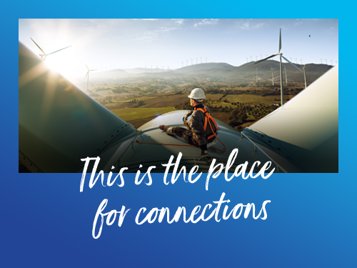 Image of student at  windfarm - "This is the place for connections"