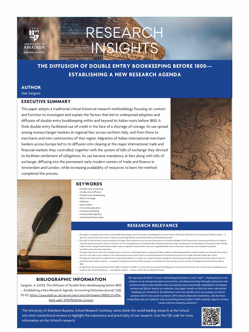 Professor Alan Sangster in Accounting Historians Journal (Jun 2026)