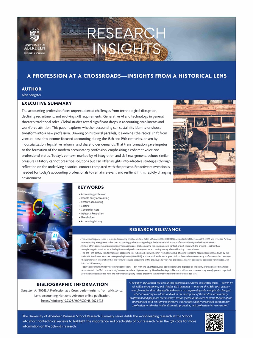 Prof. Alan Sangster in Accounting Horizons (Feb 2026)