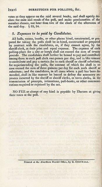 RAD002, Directions from The Reform Act for Scotland Relative to the arrangements for Polling, and procedure at Elections for Cities, Burghs, and Towns.