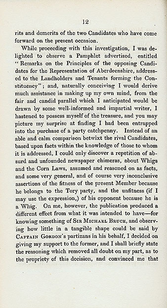 RAD004, Letter to the Aberdeen Chronicle about the forthcoming election in Aberdeenshire