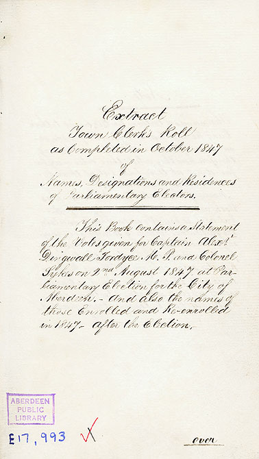RAD025, Extract from the Town Clerk's Roll, October 1847