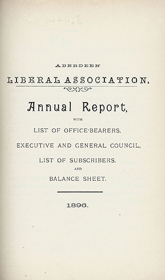 RAD030, Excerpts from Aberdeen Liberal Association Report of Annual Meeting 1896