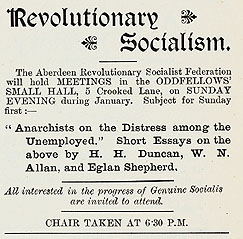 RAD040, Advert for meeting of the Aberdeen Revolutionary Socialist Federation
