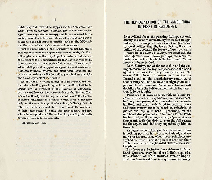 RAD044, Address to the parliamentary electors by the Liberal Committee for Aberdeenshire