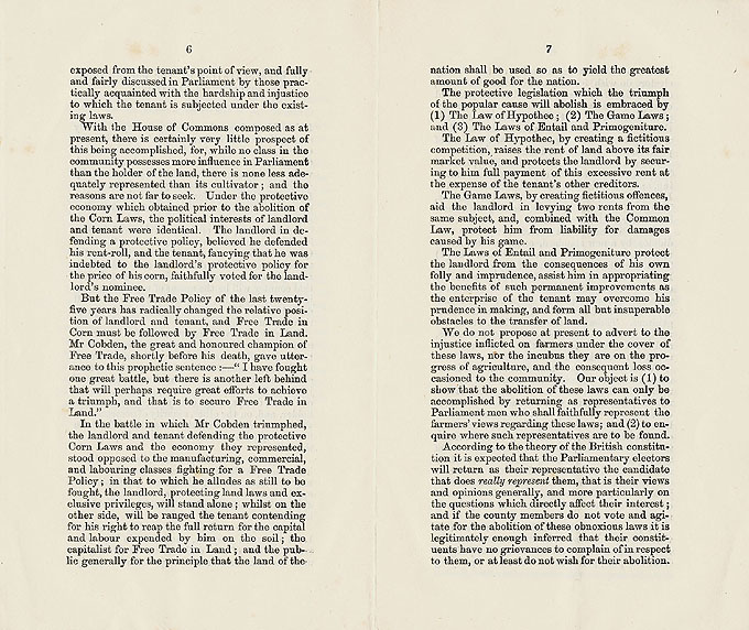 RAD044, Address to the parliamentary electors by the Liberal Committee for Aberdeenshire